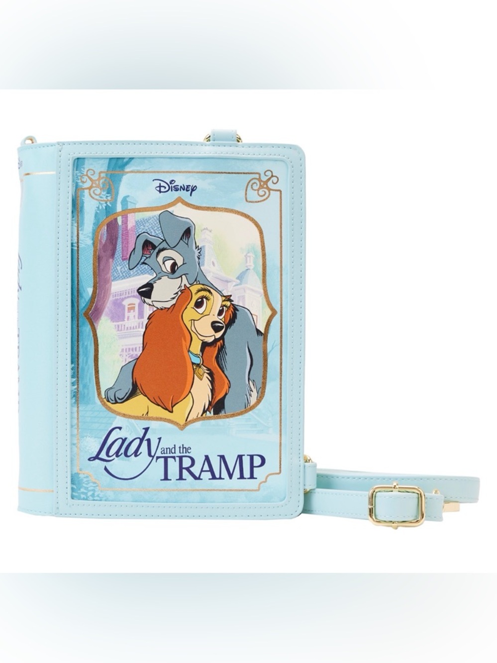 Disney Lady and the Tramp Sky Blue Book-Style Crossbody Bag